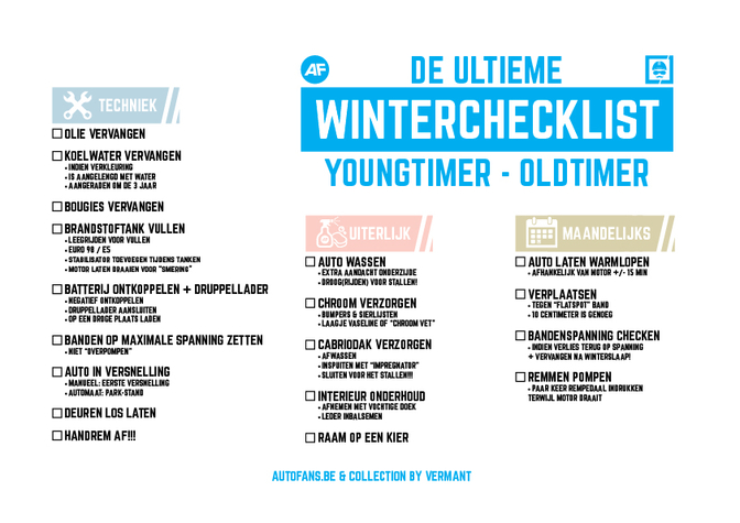Oldtimer Youngtimer winterklaar checklist tips 2018