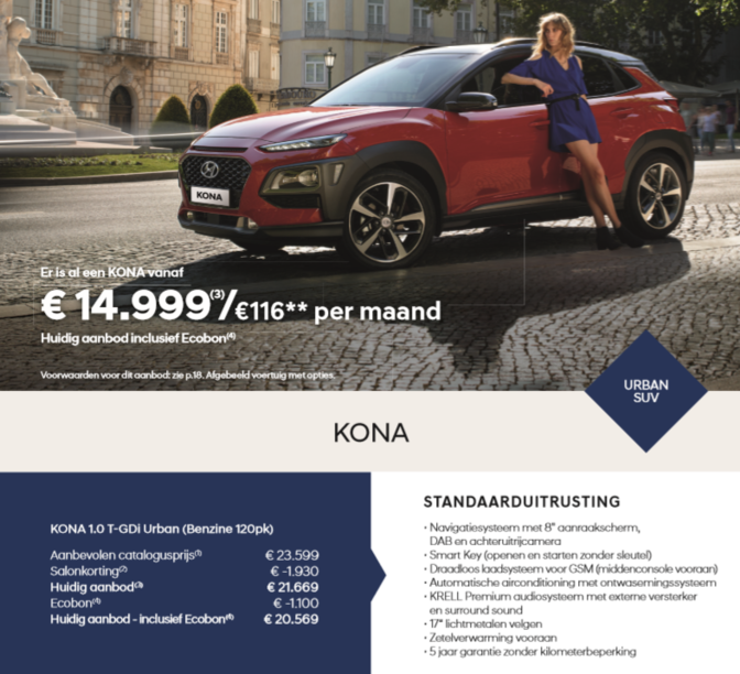 hyundai saloncondities 2019 Kona