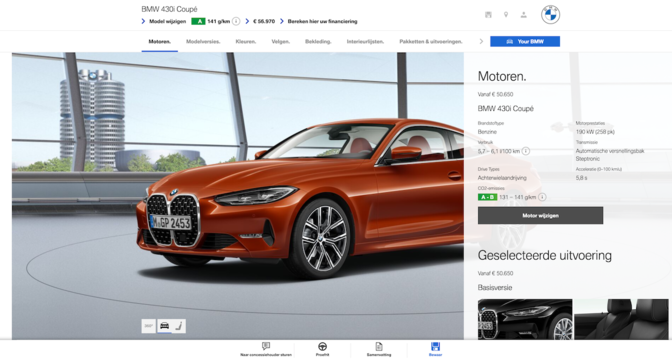 BMW 4 Reeks configurator belgie