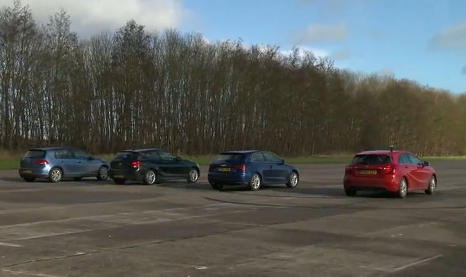 Audi a3 1.6 TDI vs Mercedes A-Klasse 180 CDI vs VW Golf 7 2.0 TDI vs BMW 1 reeks 18d