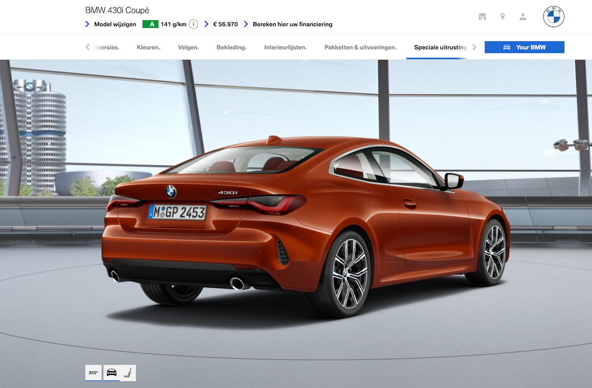 BMW 4 Reeks configurator belgie