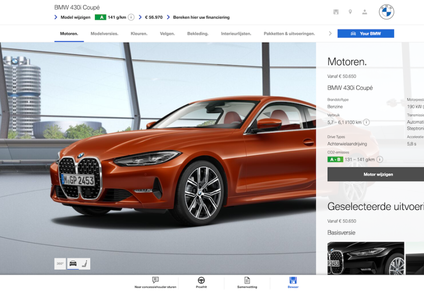 BMW 4 Reeks configurator belgie