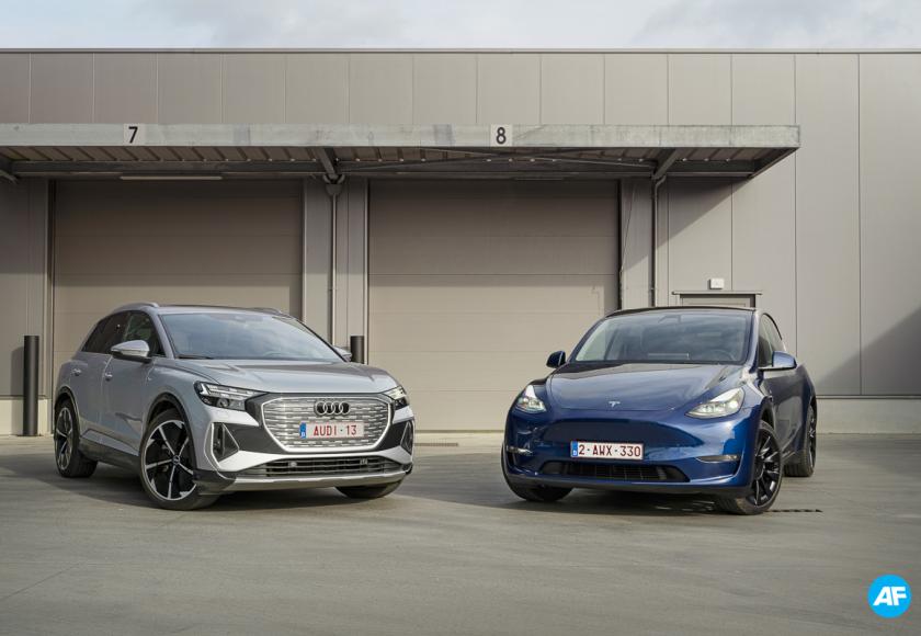 Tesla Model Y 2022 vs. Audi Q4 e-tron 2022 (rijtest)